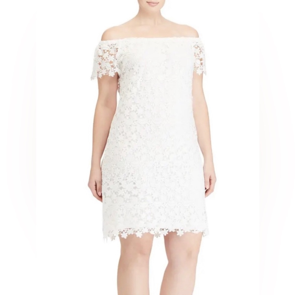 🖤Lauren Ralph Lauren Off-the-Shoulder Lace Dress | Size 16